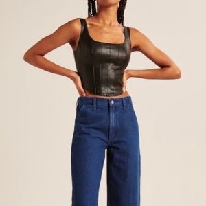 Abercrombie & Fitch Vegan Leather Corset Scoopneck Top